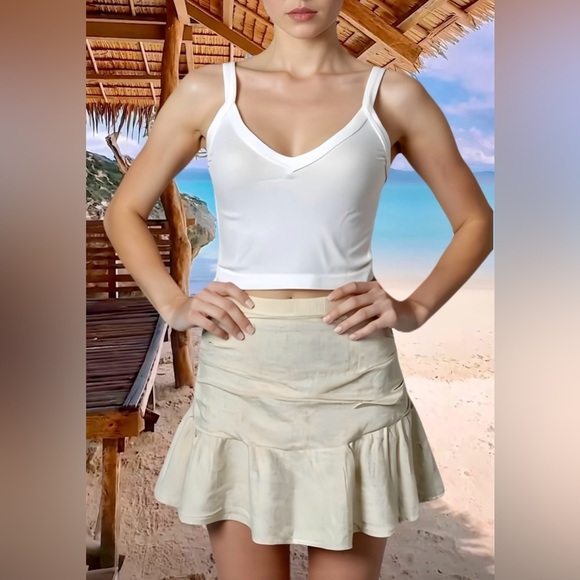 Dresses & Skirts - St. Croix Classy Linen Blend Ruffle Hem Mini Skirt & Built-in Undershorts Skort